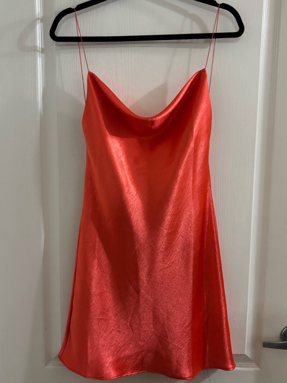 Double Zero Red Satin Cowl Neck Mini Dress